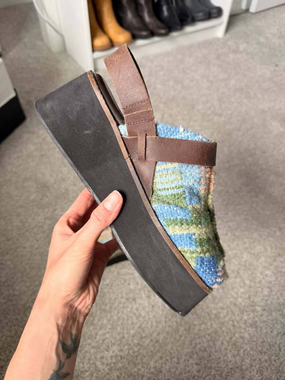 Free People Astrid Platform Mule Clogs in Stargazer Mix - Picture 5 of 9